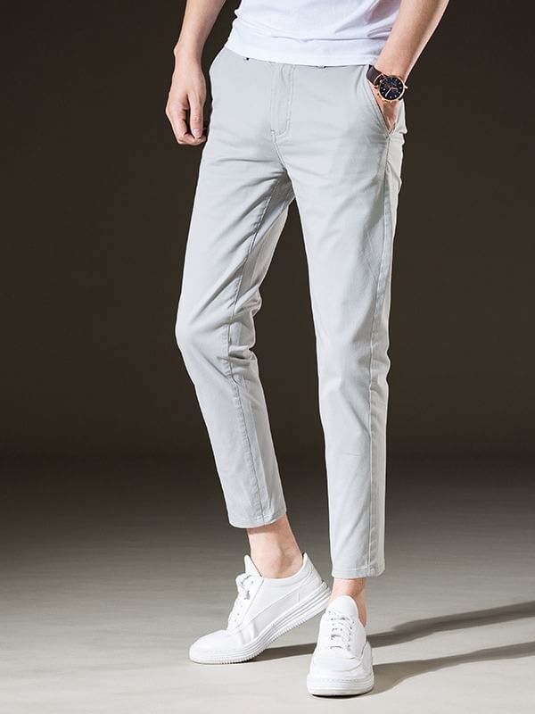 Denimic - Mid Rise Plain Cropped Tapered Pants