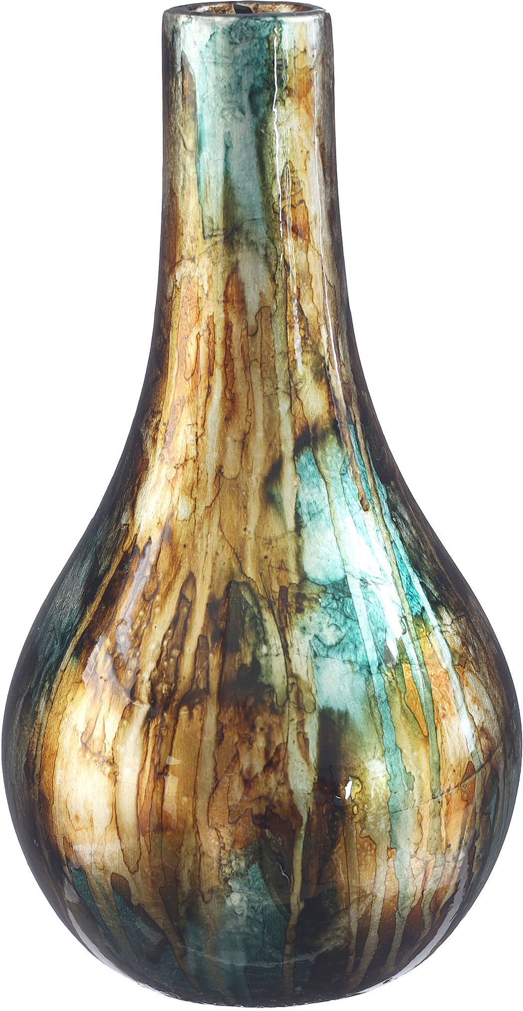 Vaas Dazzle goud / blauw 14 x 14 x 26 cm