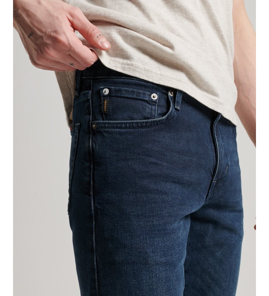 Calça jeans Superdry Slim Fit em algodão orgânico azul-marinho