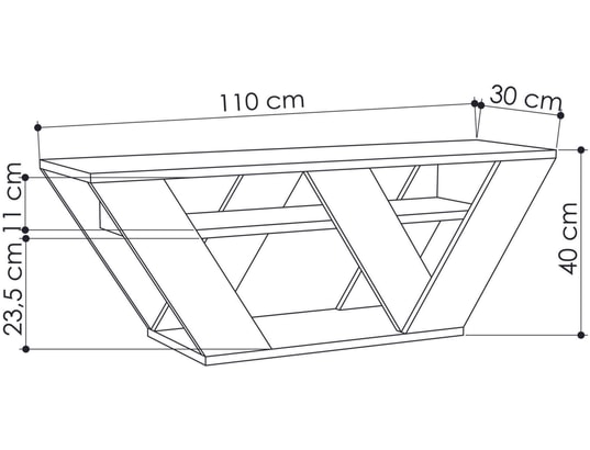 CONCEPT1 - Meuble TV Pipralla - Chêne 110 x 40 x 30