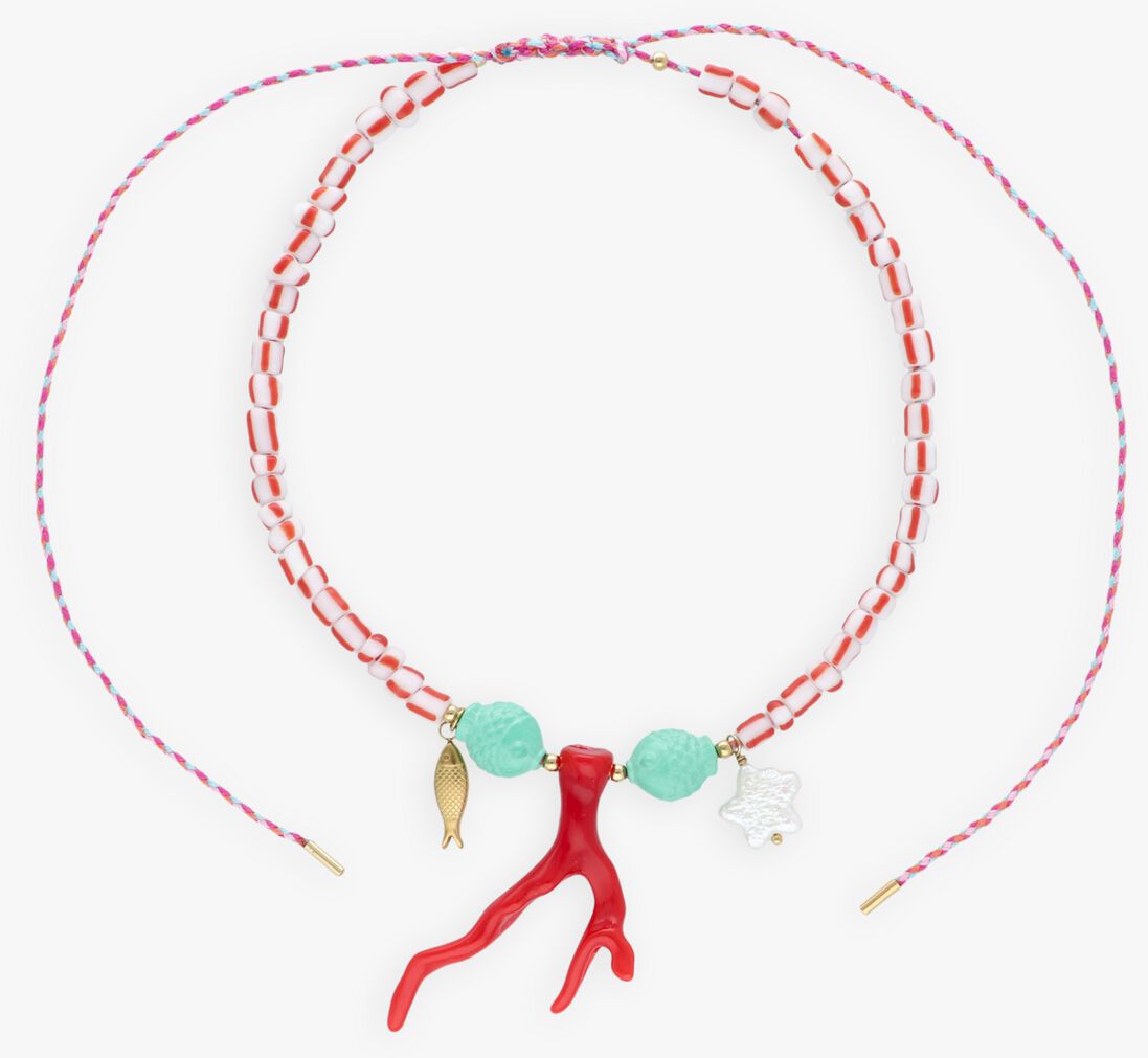 roze bonnie studios sieraad pendant party red necklace