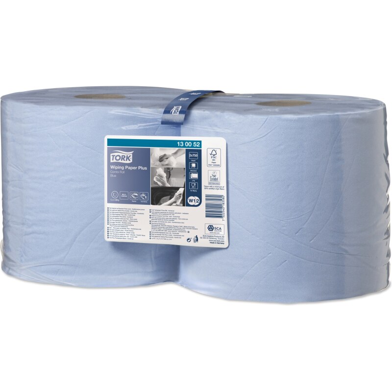 Bobine d'Essuyage Plus bleue W1/2 Tork, absorbant, 750 feuilles
