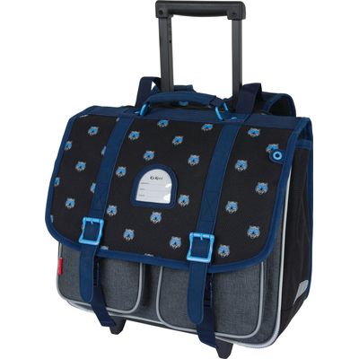 Cartable à roulettes Kickers Boy - 38 cm - 2 compartiments - noir et gris chine - Oberthur