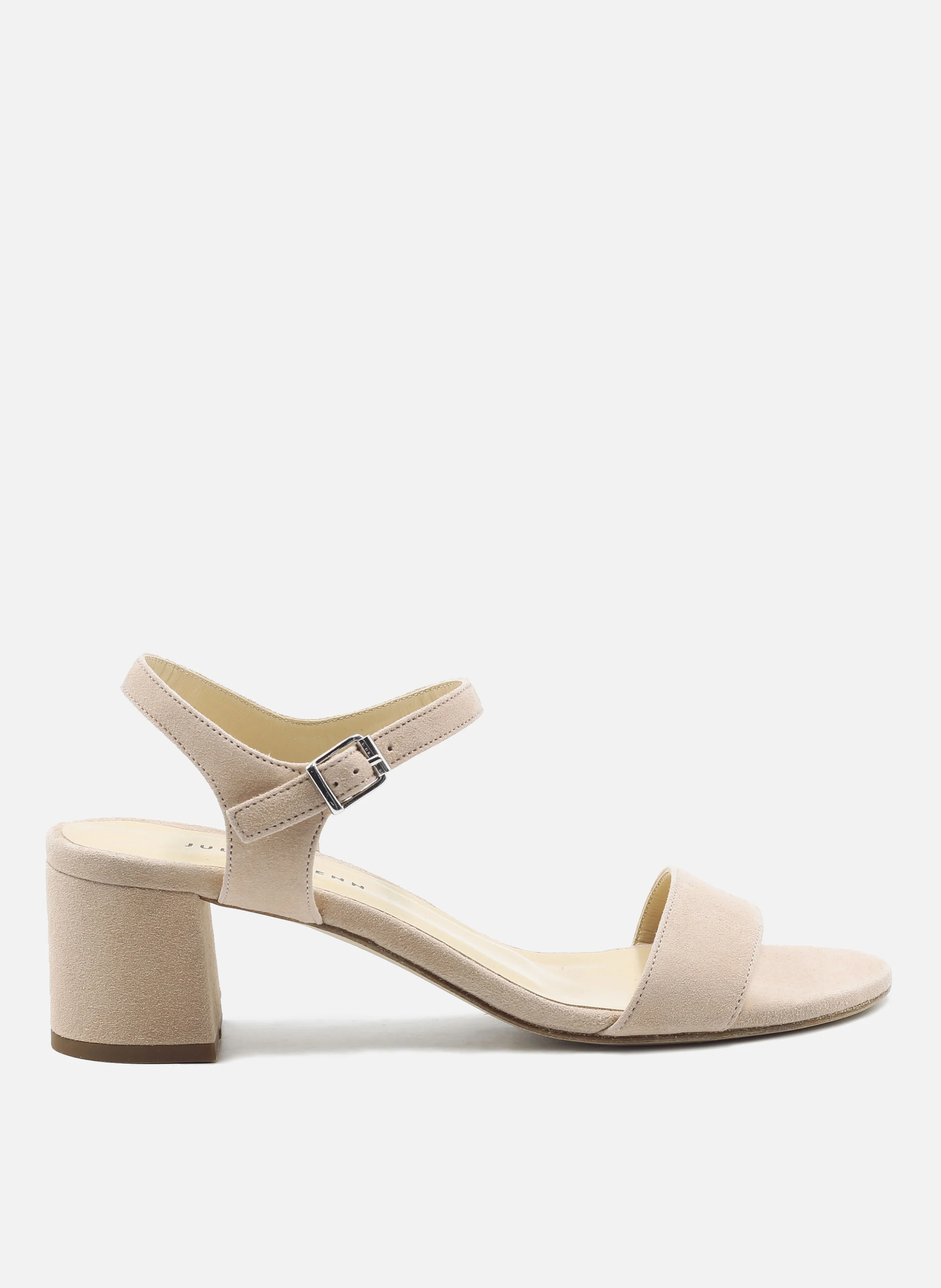 Sandales moyen talon cuir daim | Beige