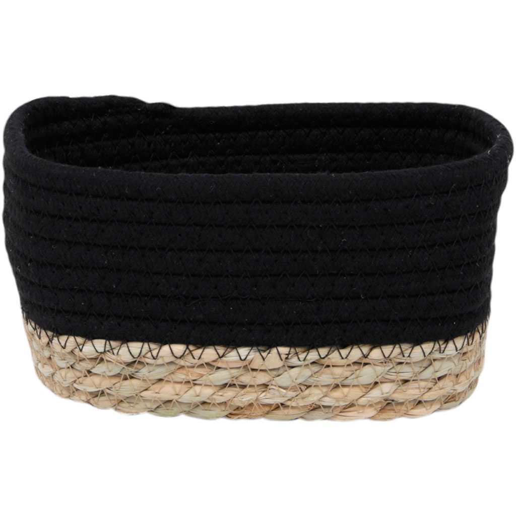 Panière rectangulaire coton noir naturel 19x10x11cm