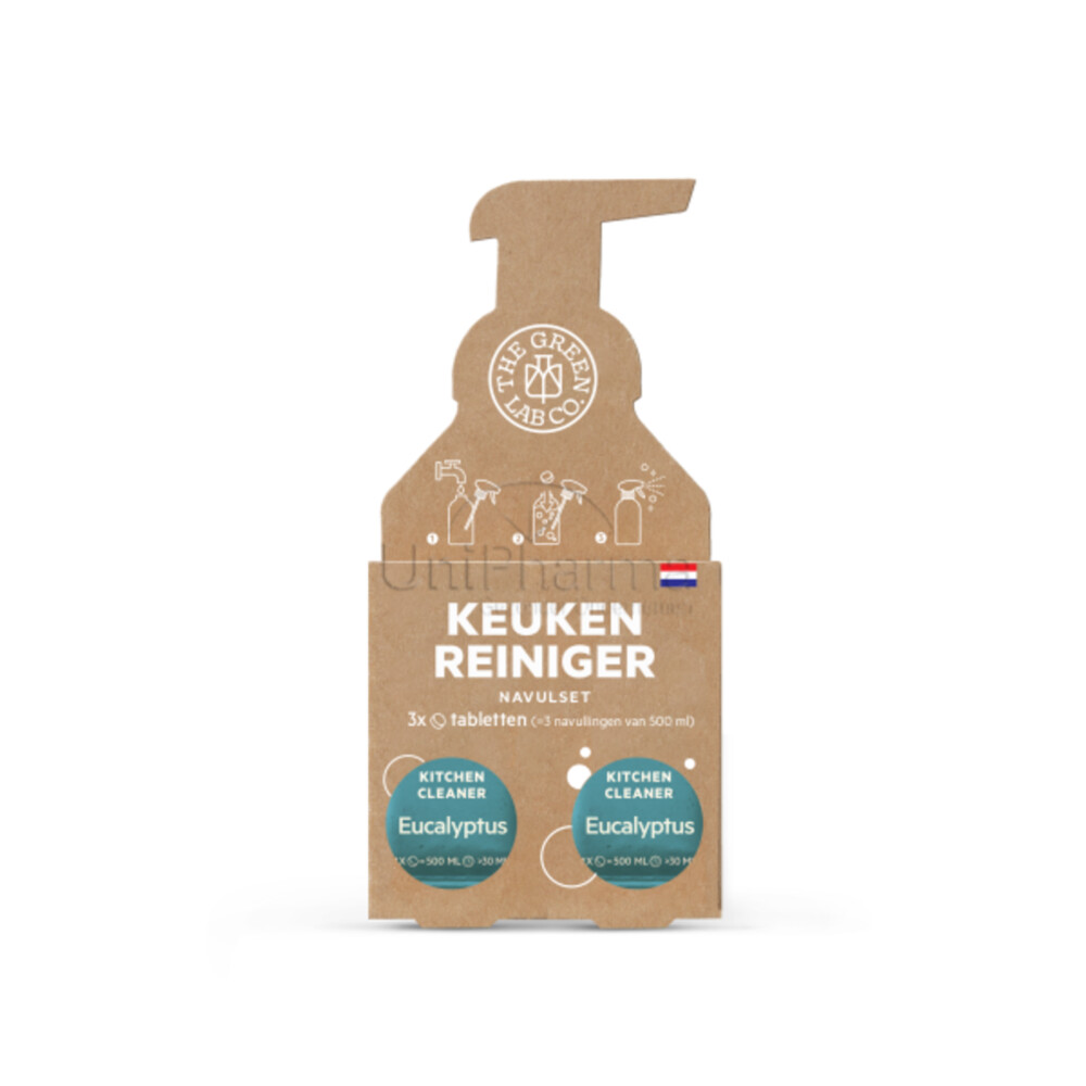 The Green Lab Co Navul Set Keukenreiniger Tabletten Eucalyptus3 stuks