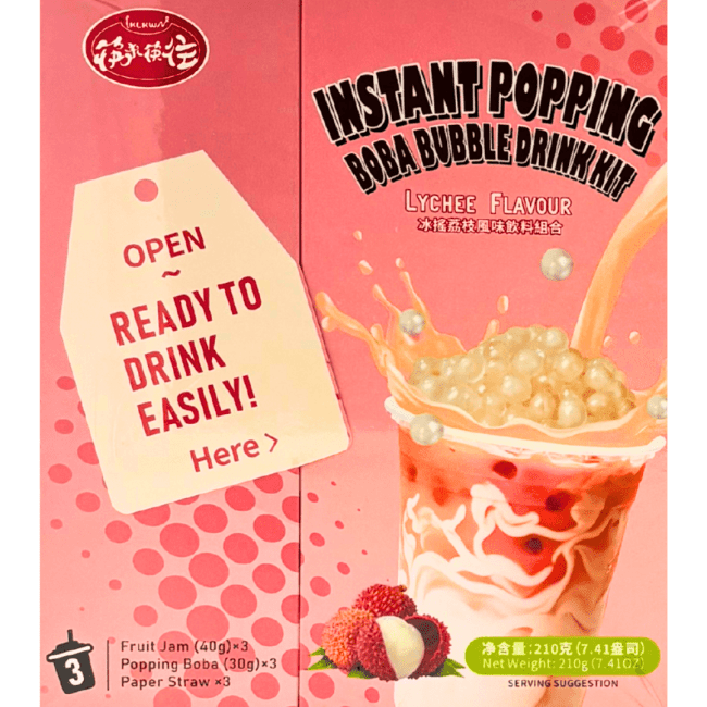 KLKW Instant Popping Boba Bubble Drink Kit-Lychee Smaak 210g