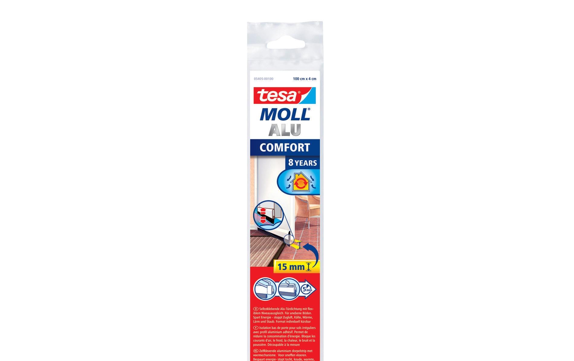 Türdichtschiene MOLL Comfort 1 m x 40 mmTürdichtschiene für Textilböden, 1 m x 43 mm, weiss