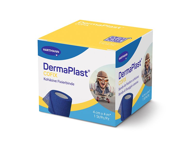 DermaPlast Gazebinde Cofix blau 4 cm x 4 m Zur Fixation von Wundauflagen