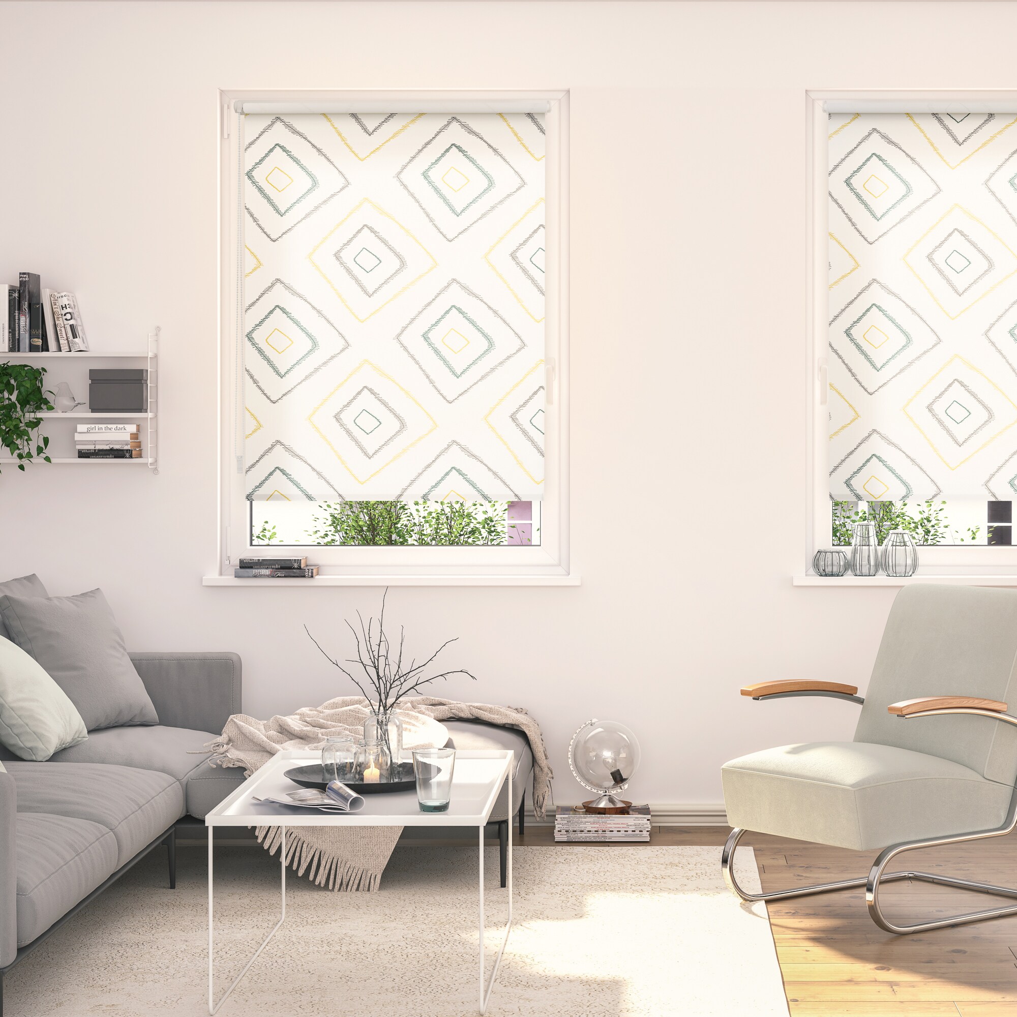 Lichtblick Rollo Klemmfix, ohne Bohren, blickdicht, Stripy Boho Rectangle- Beige