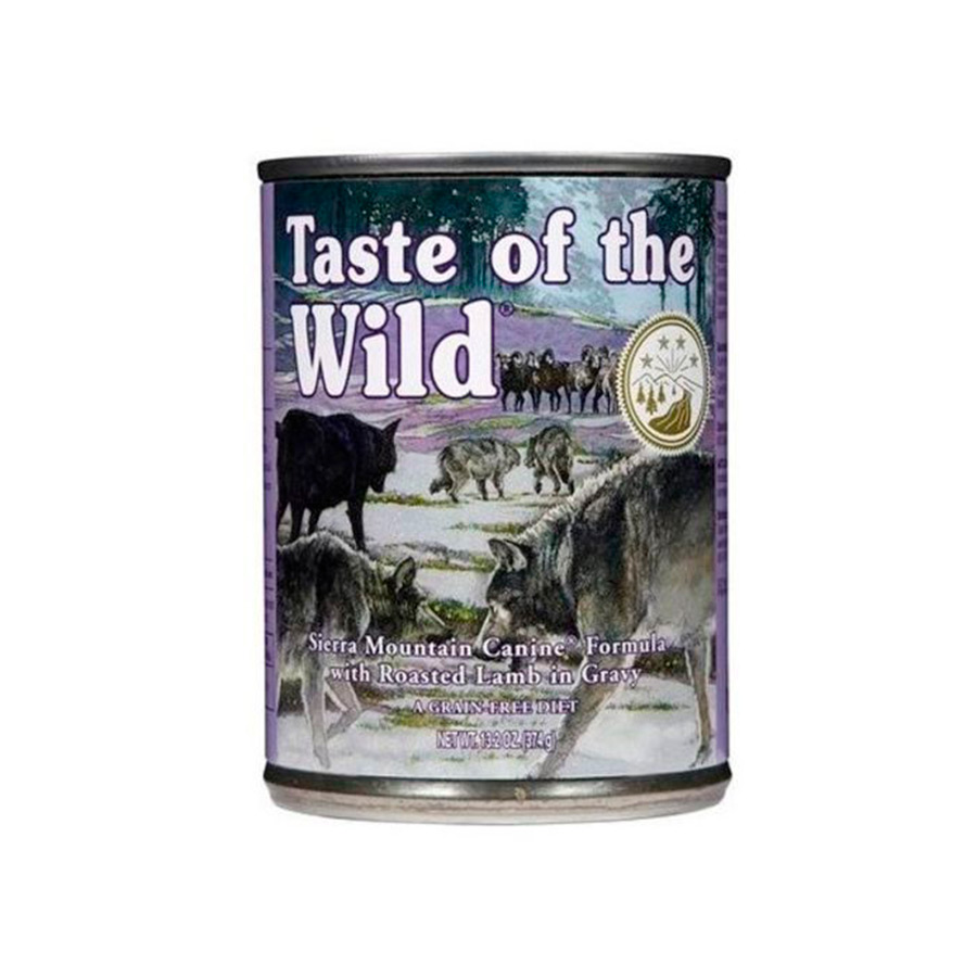 Lata de 390g de ração para cães Taste of the Wild Sierra Mountain