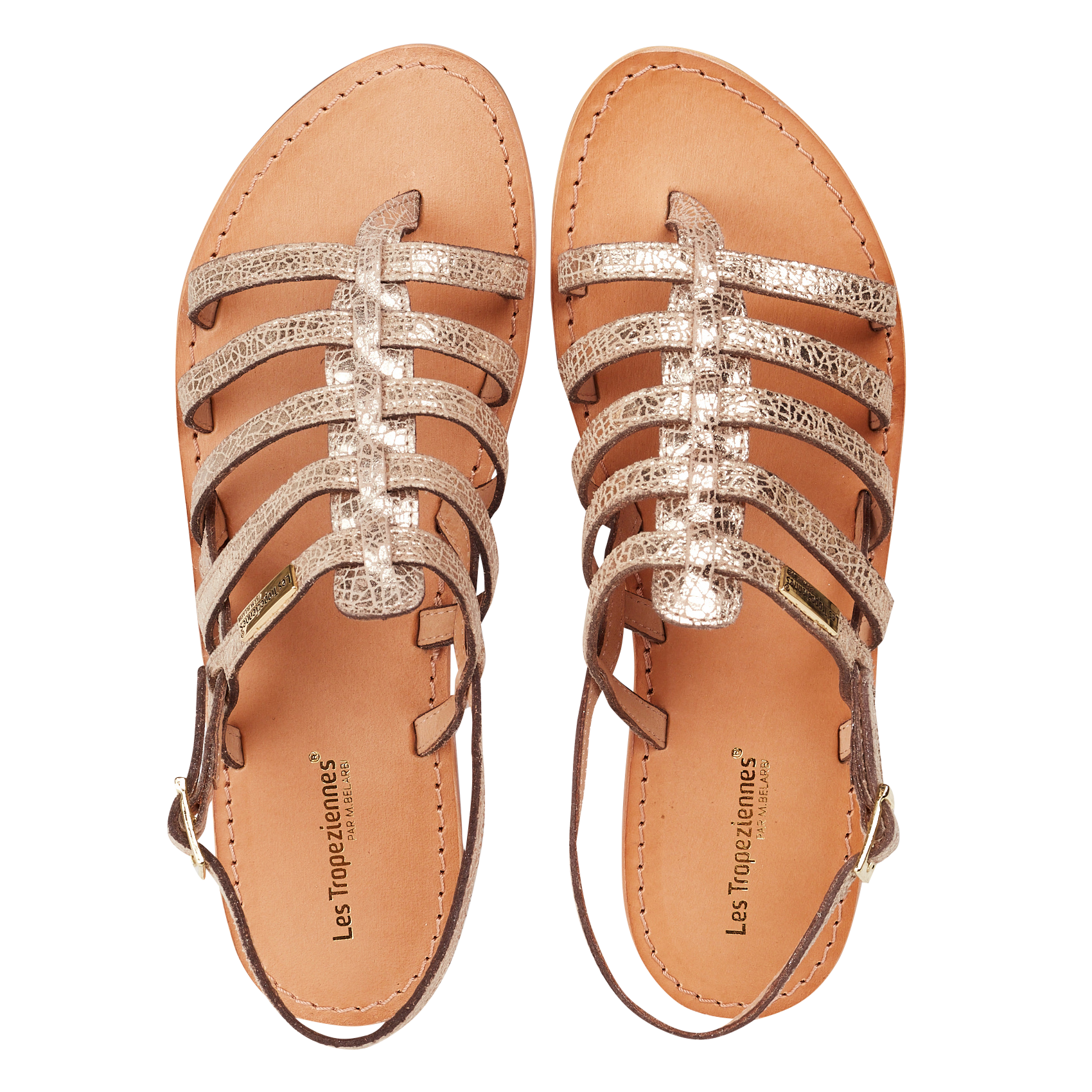 HERISSON - Sandales plates en cuir métallisé | Doré