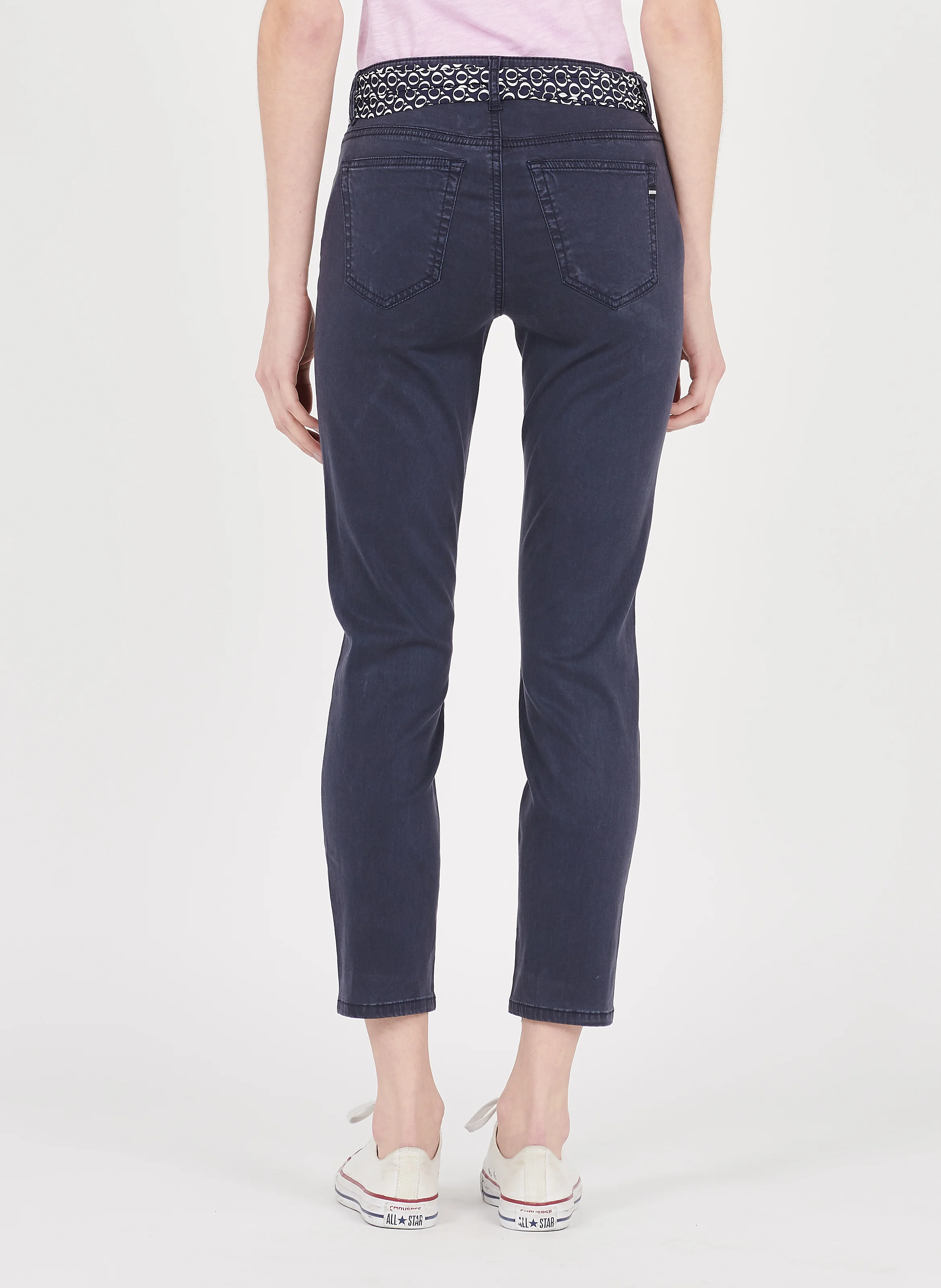 Pantalon slim ceinturé | Bleu