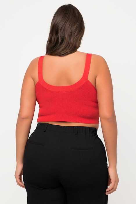 Strick-Bustier, Rippstrick, V-Ausschnitt, breite Träger