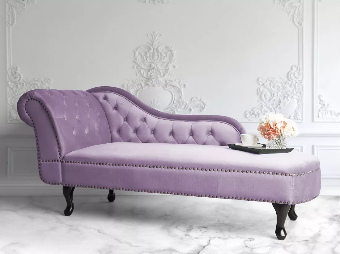 Méridienne en velours violet clair côté droite NIMES