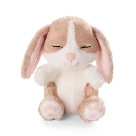 NICI Kuscheltier Hase cappuccino 12cm schlafend im grünen Körbchen
