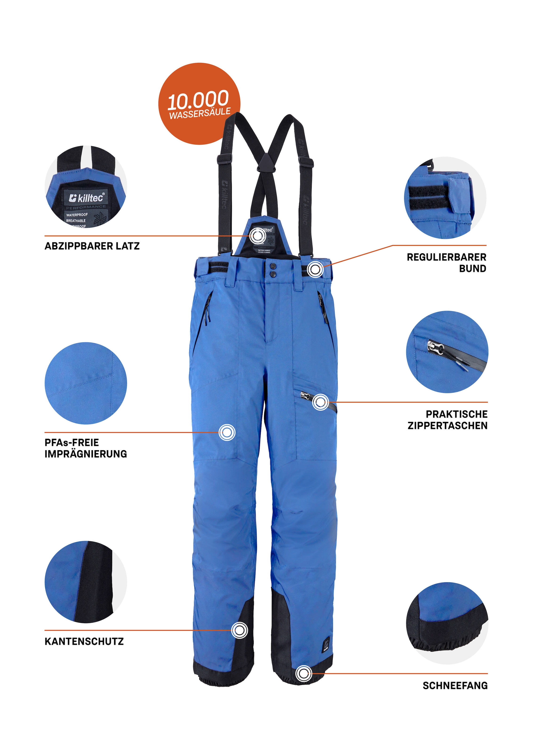 Killtec Skihose »Boys Skihose 242«  Wasserdichte Skihose mit abnehmbarem Latz und verstellbarem Bund