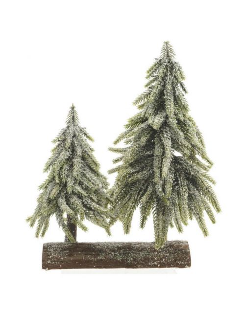 Everlands Mini Bomen Op Stronk - Kerstboom - 28x16x28 cm Groen Tips 218