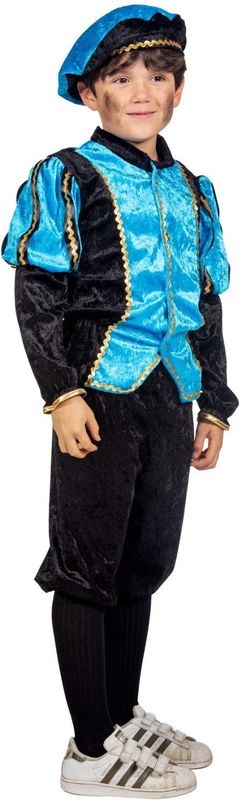Pietenpak - Lichtblauw/Zwart - Luxe - 100% Polyester - Inclusief Broek, Jas, Baret