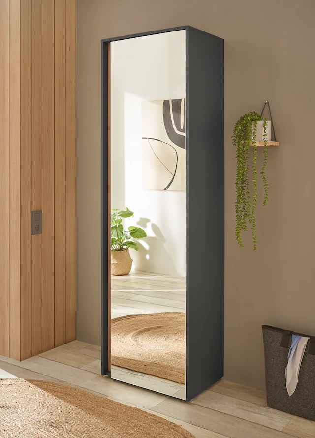 INOSIGN Garderobenschrank »GiRON/CiTY, moderner Garderobenschrank, Kleiderschrank mit Stauraum« Spiegeltür, Teleskopauszug, Tür beidseitig montierbar, 60 cm breit