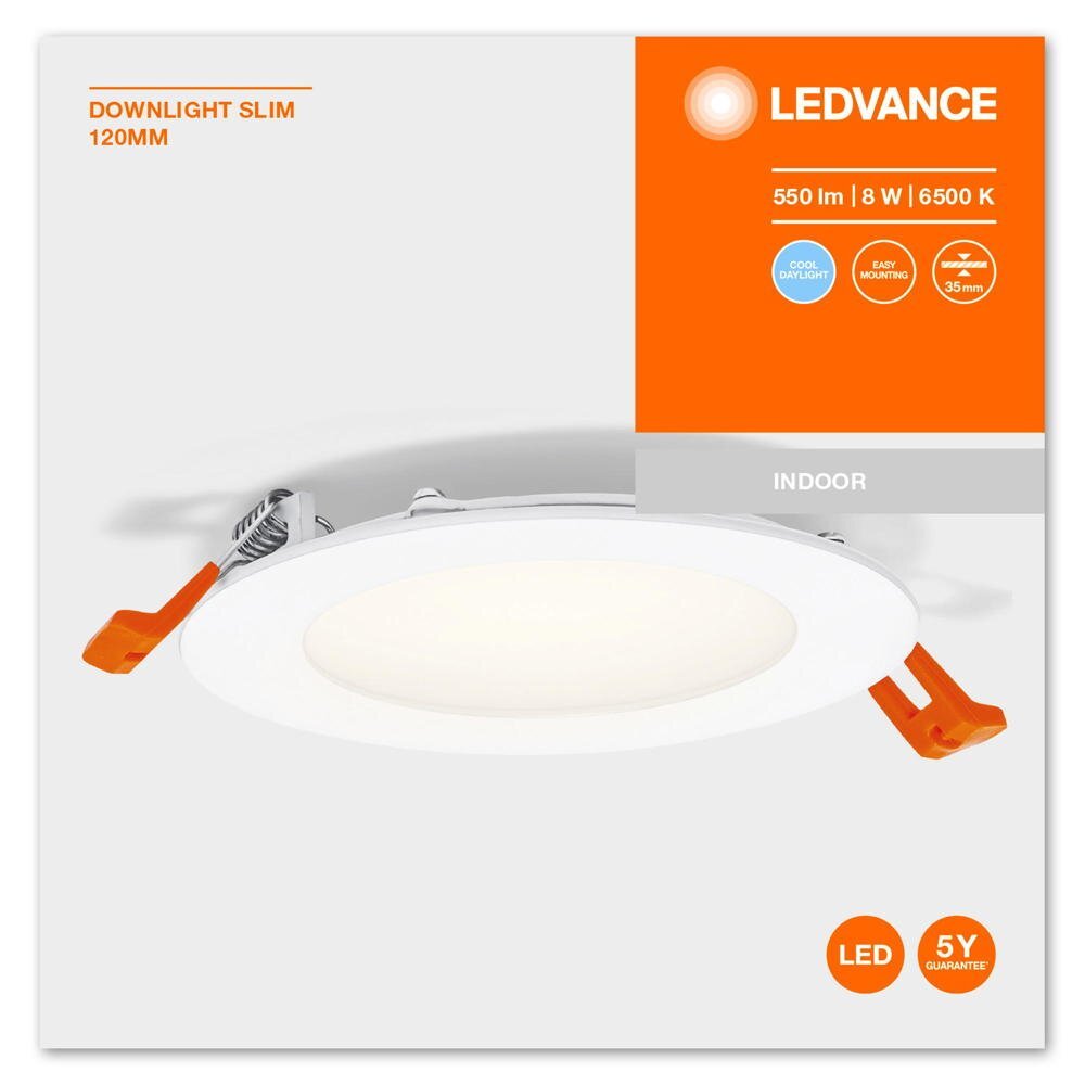 LED inbouwspot in wit, 8W, 550lm, 6500K