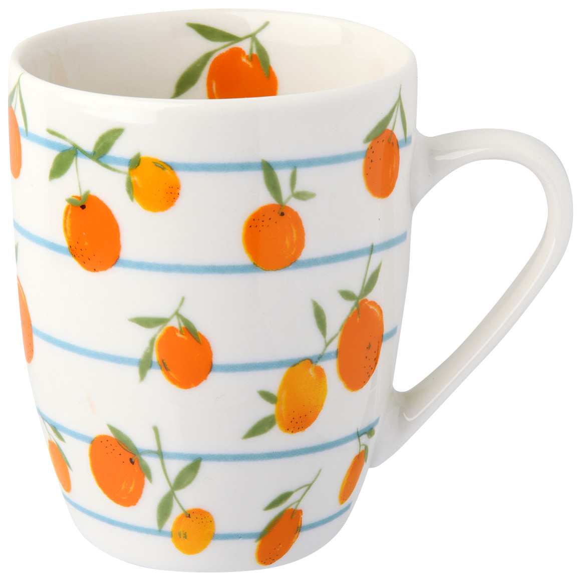 My Home Tasse mit Orangen-Allover weiss / orange / hellblau