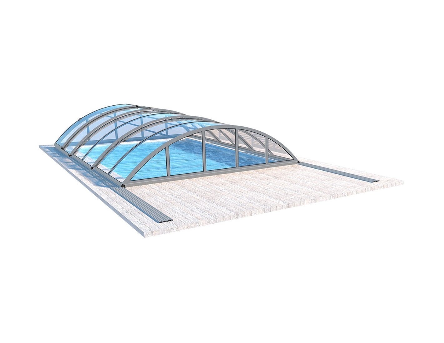 Abri de piscine orbit - 6,47x3,50 m - polycarbonate massif 3 mm - couleur ral7037 gris