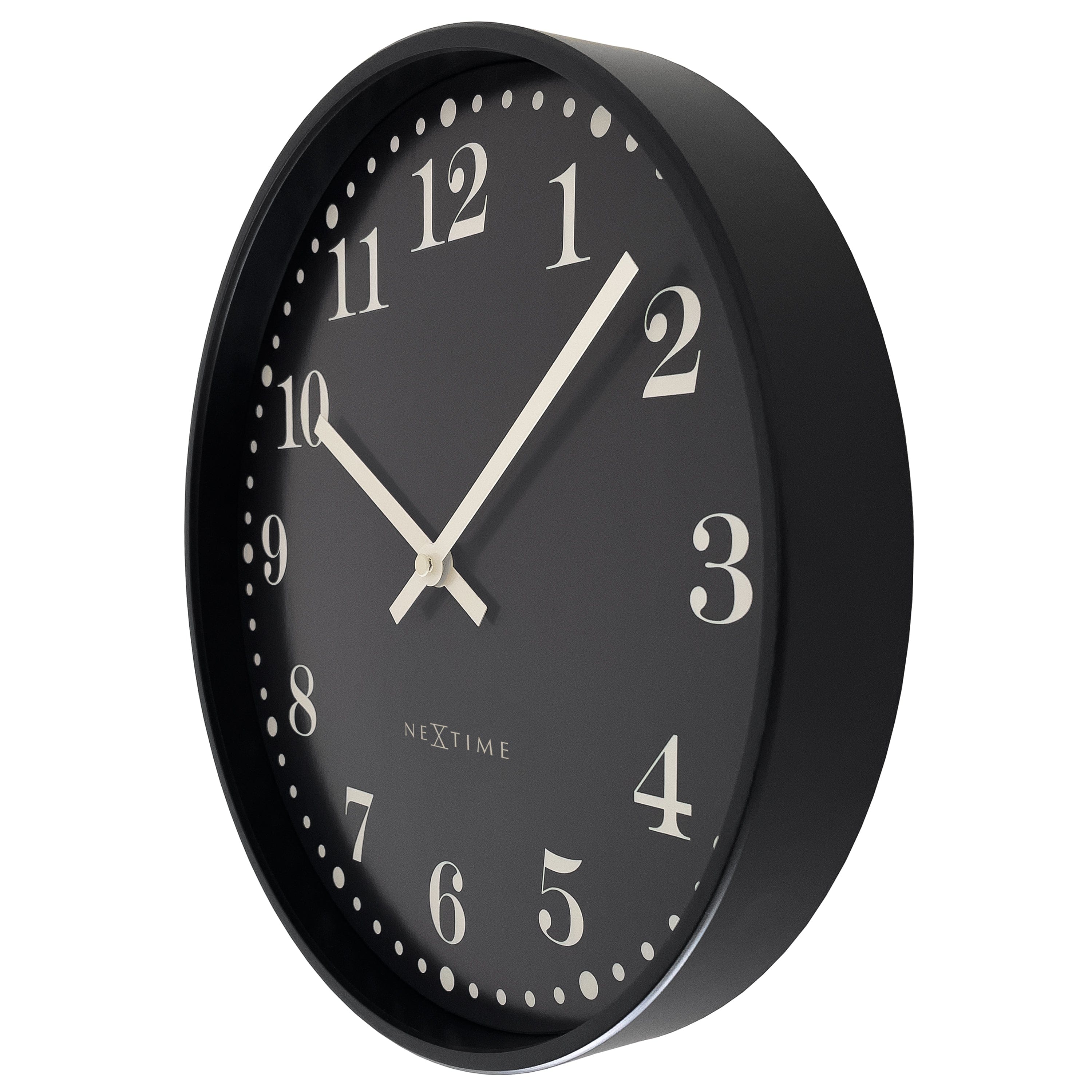 NeXtime - Wandklok 30cm - Stil - Zwart - Plastic - NeXtime 'Dickens'