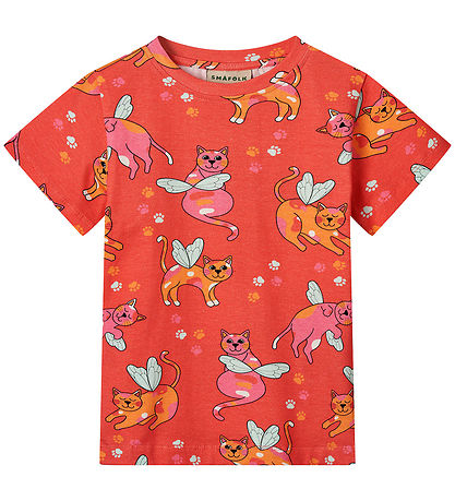 Småfolk T-Shirt - Pink Punch m. Katzen
