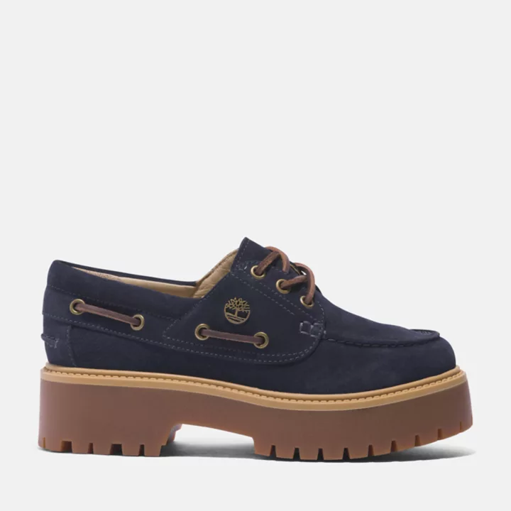 Chaussure bateau Timberland C.F. Stead Indigo Suede Stone Street pour femme en bleu foncé