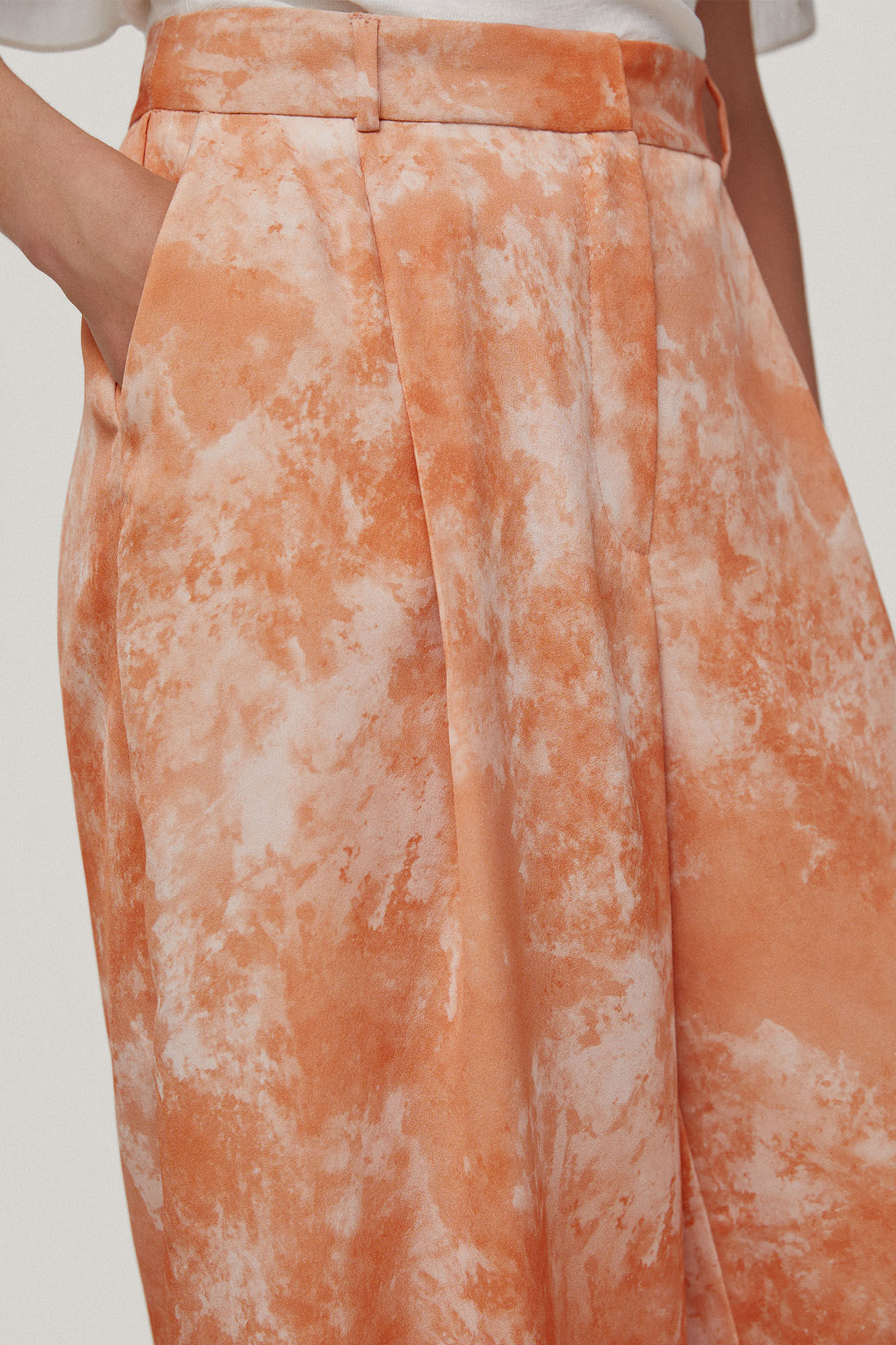 Calças Andie de pernas largas estampadas - Laranja