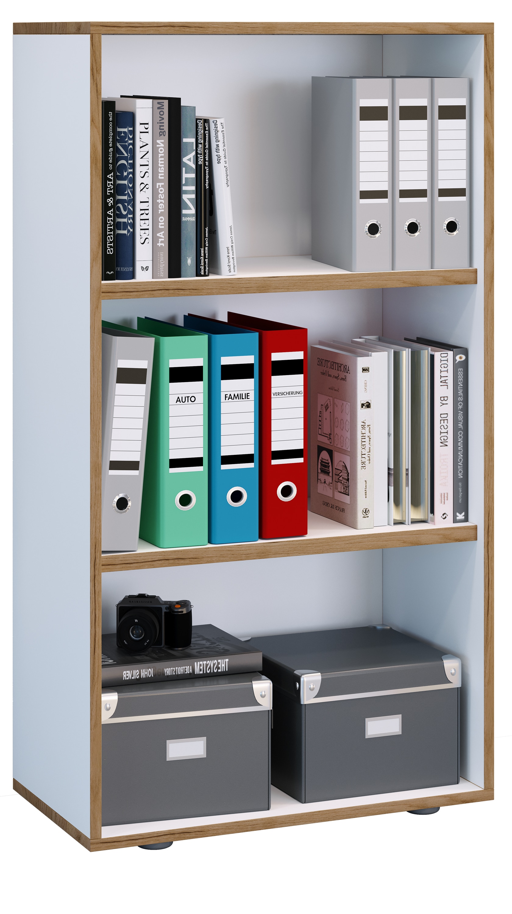 VCM Holz Büro Stand Regal Bücher Ordner Aktenregal Ordnerregal Bücherregal Salia 3fach B. 60 cm