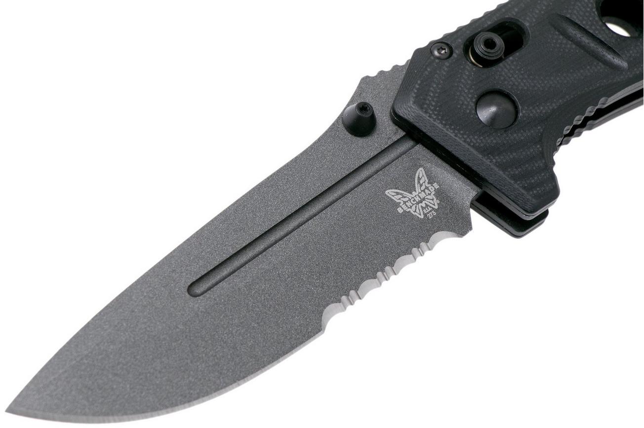 Benchmade 275SGY-1 Sibert Adamas Black G10, Tungsten Grey Serrated zakmes, Shane Sibert design