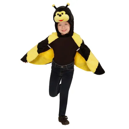 Widmann 97435 Kinderkostüm Biene Plüsch, Cape mit Flügeln, Kapuze & Maske