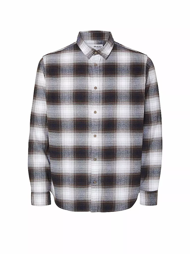 SELECTED Flanellhemd Slim Fit SLHSLIMOWEN weiss