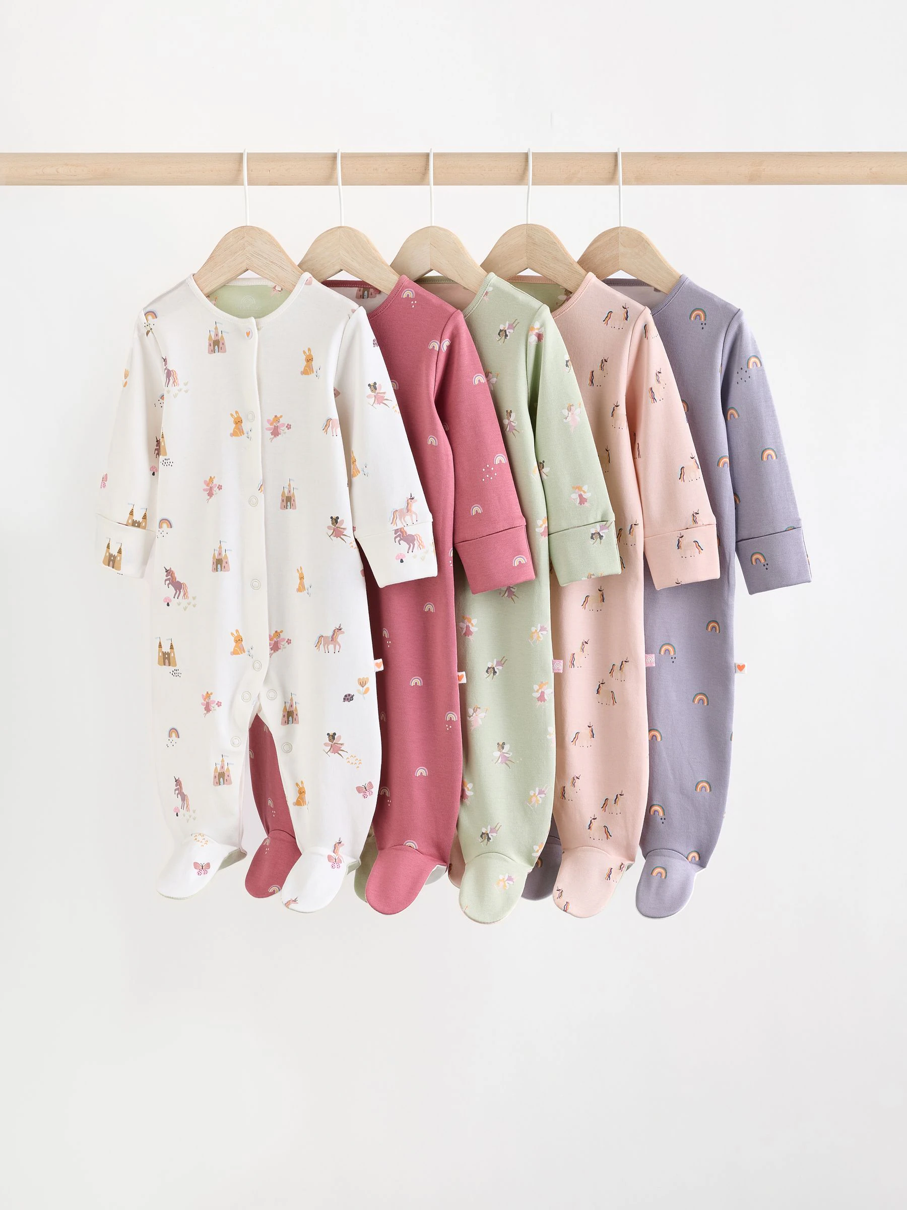 Pastel met tekenfiguurtjesprint - Set van 5 babypyjama's (0-2jr)