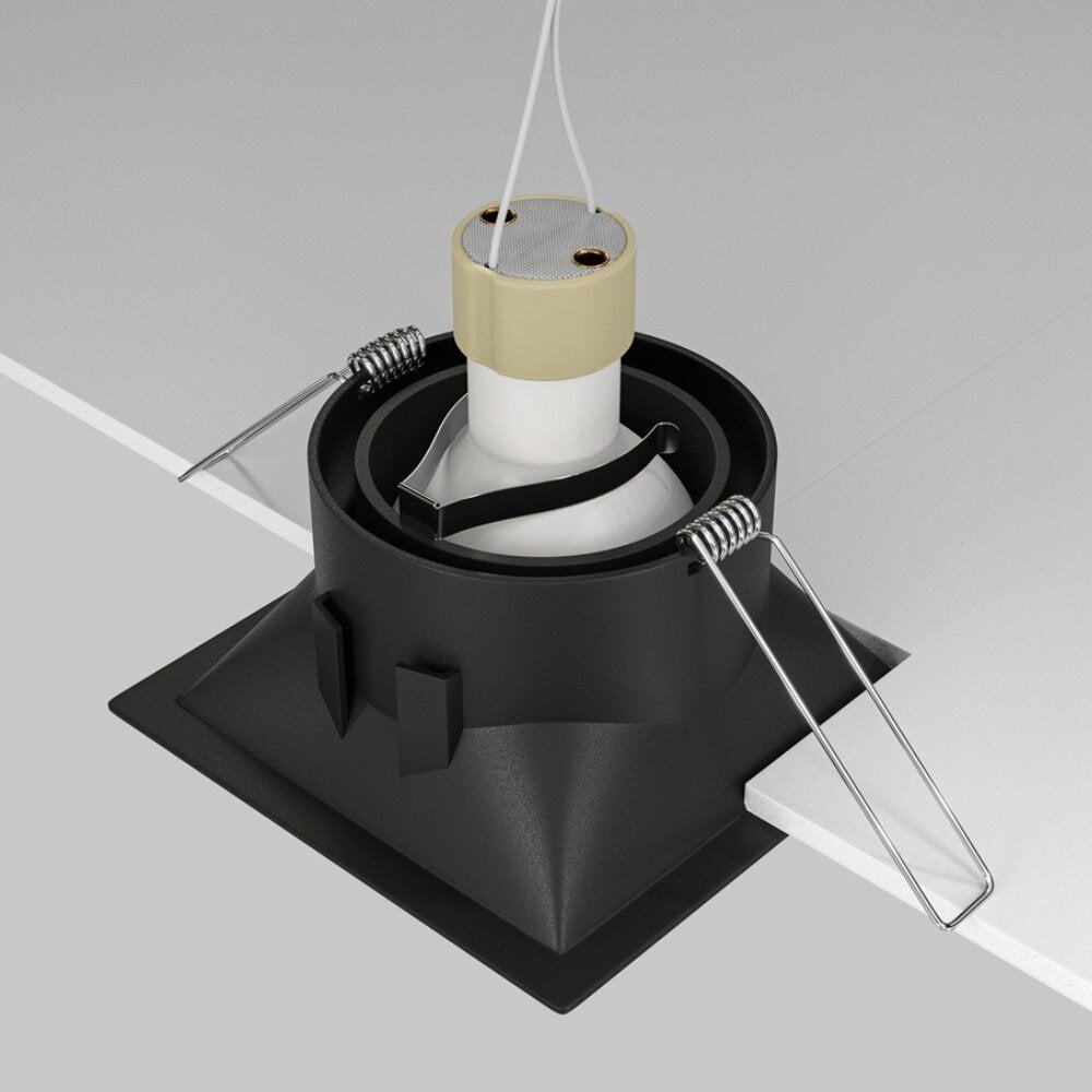 Dot inbouwplafondlamp in zwart, GU10, vierkant, 90mm, IP20