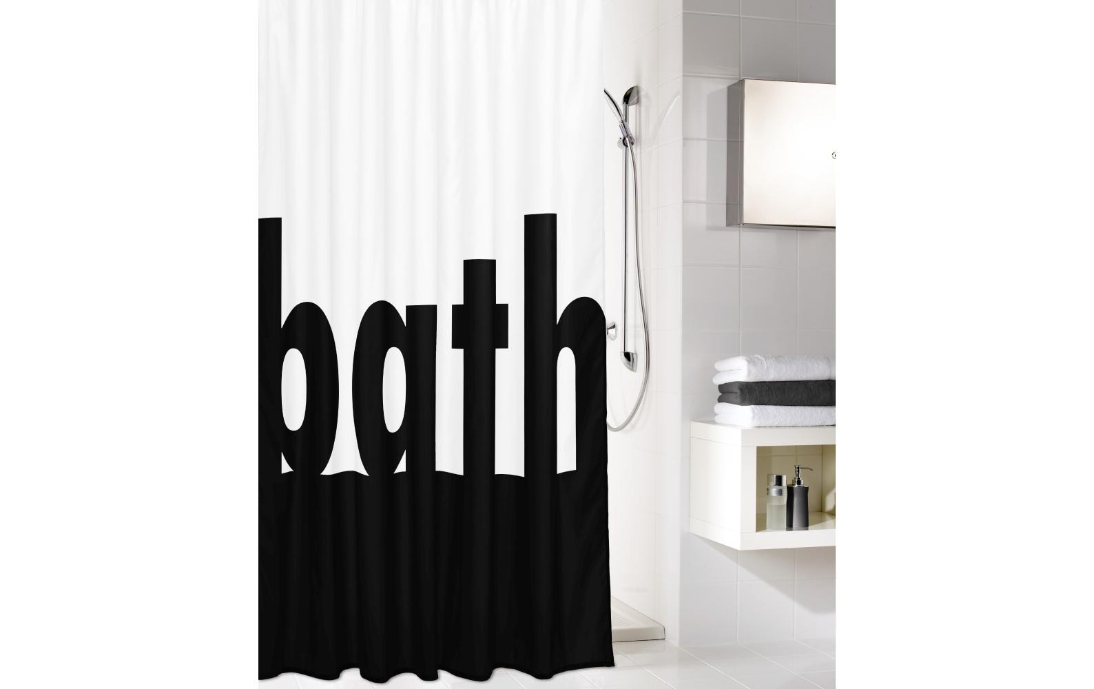Duschvorhang Bath 180 x 200 cm, Schwarz/WeissDuschvorhang aus Polyester