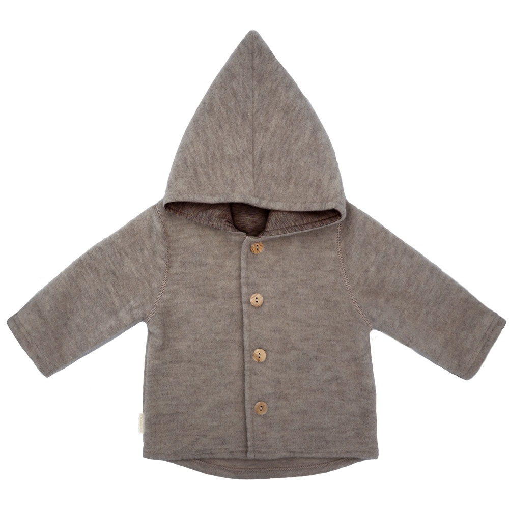 MAXIMO Fleecejacke mit Kapuze aus Wolle, wärmend, atmungsaktiv, zum knöpfen, gefüttert, mit Kapuze