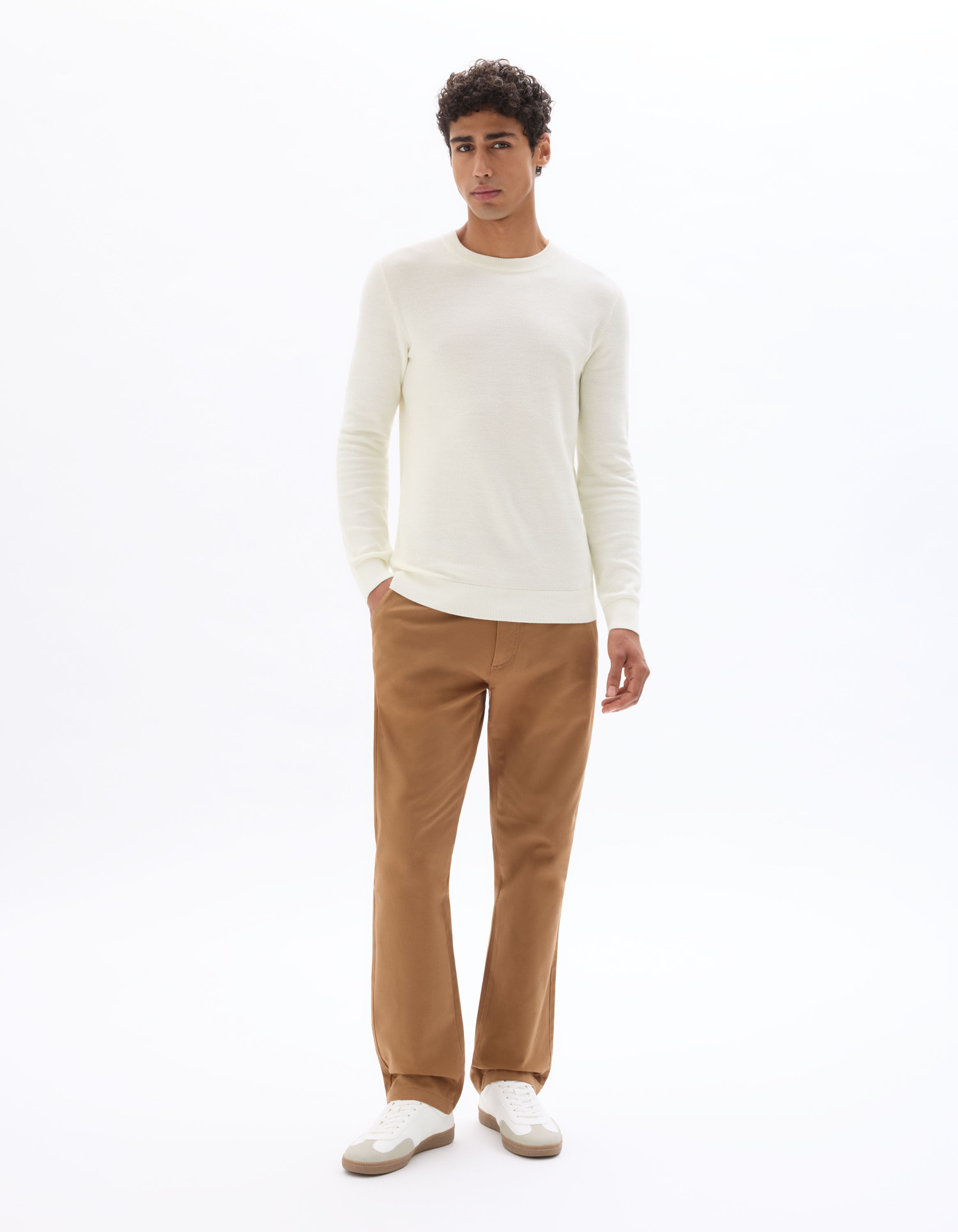 Pull col rond 100% coton - écru