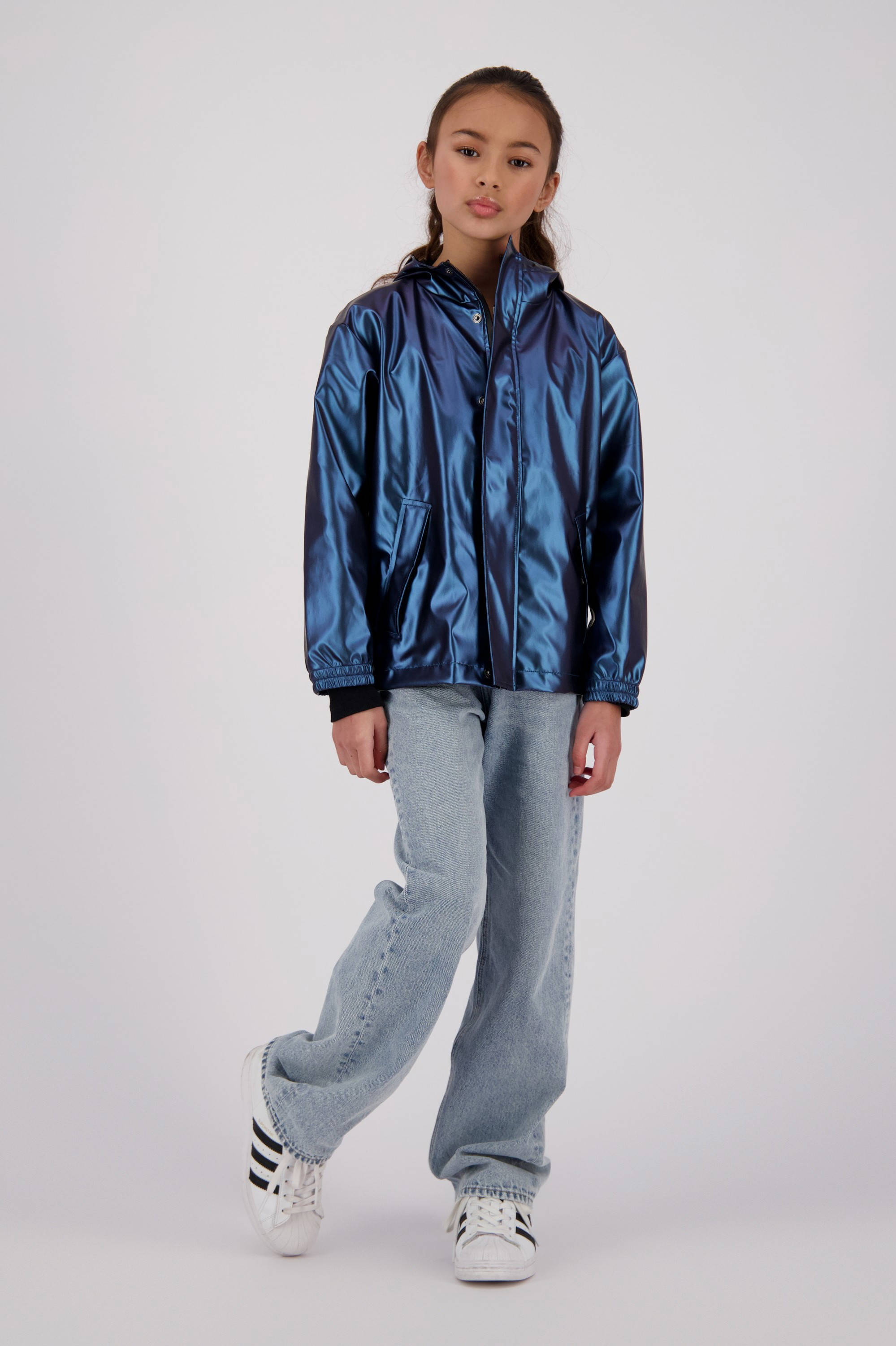 Vingino kids regenjas Lightning blauw metallic