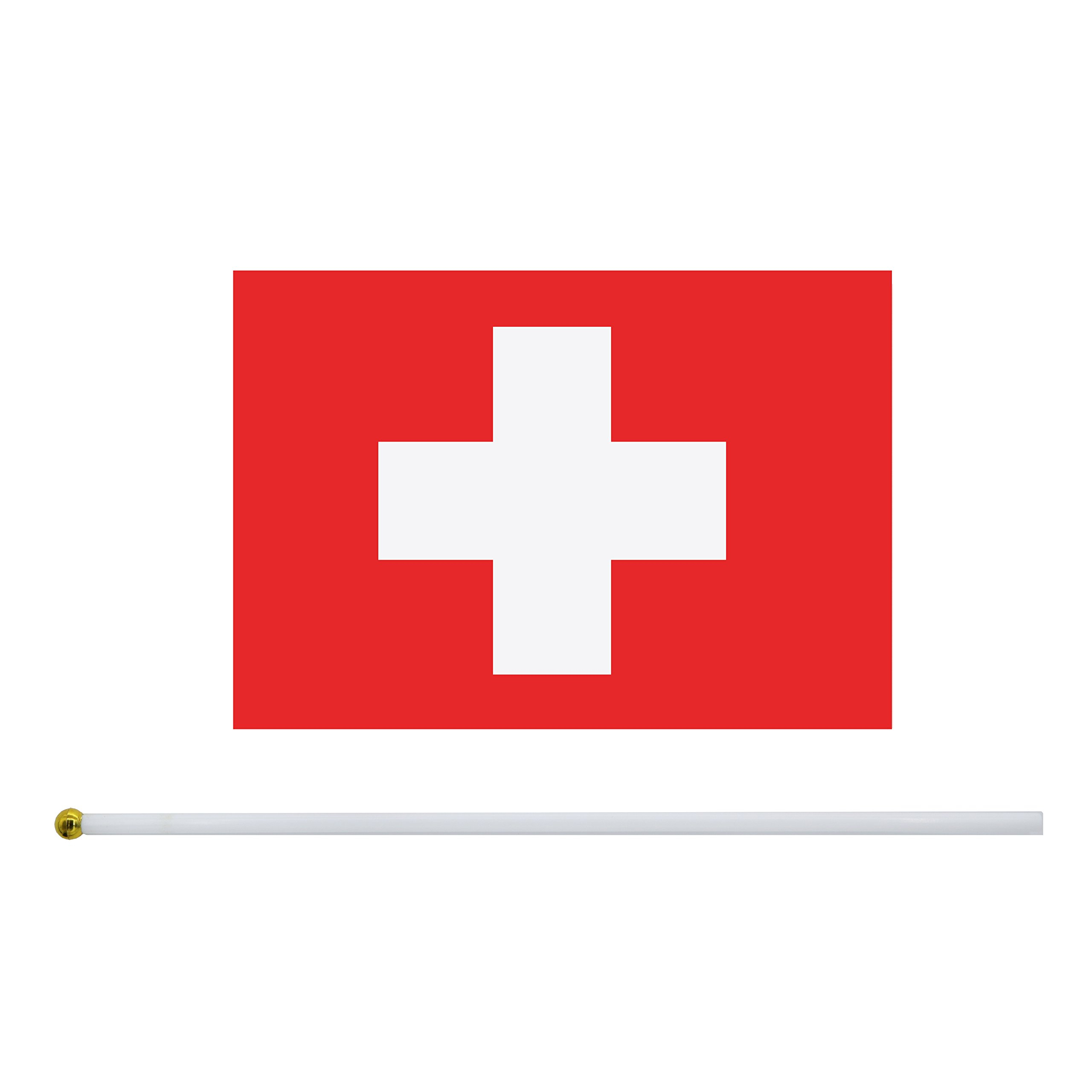 (30er Set) 30x20cm Schweizer Flagge Fussball Party Deko Banner Hand Stabfahne für WM / WM / 1. August - Schweiz