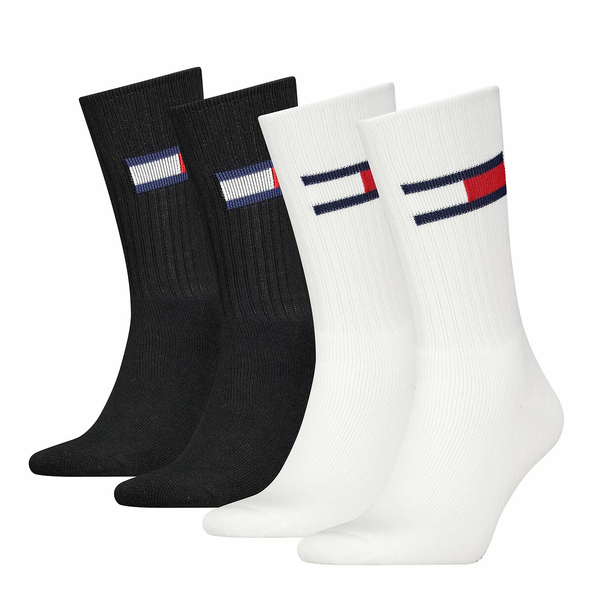 TOMMY HILFIGER<br>Conjunto de 4 pares de meias esportivas altas com logotipo da bandeira