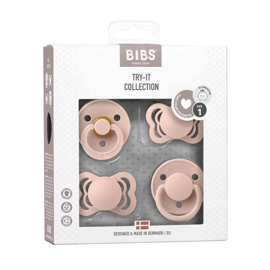 BIBS Pacifiers Try It Collection Blush Size 1 4pcs