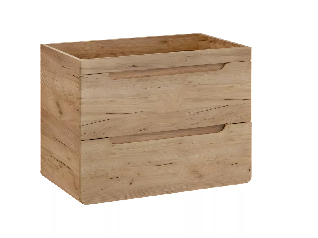 Meuble sous lavabo de salle de bain - Chêne artisanal doré - L80-H59-P46 - ARRIBA