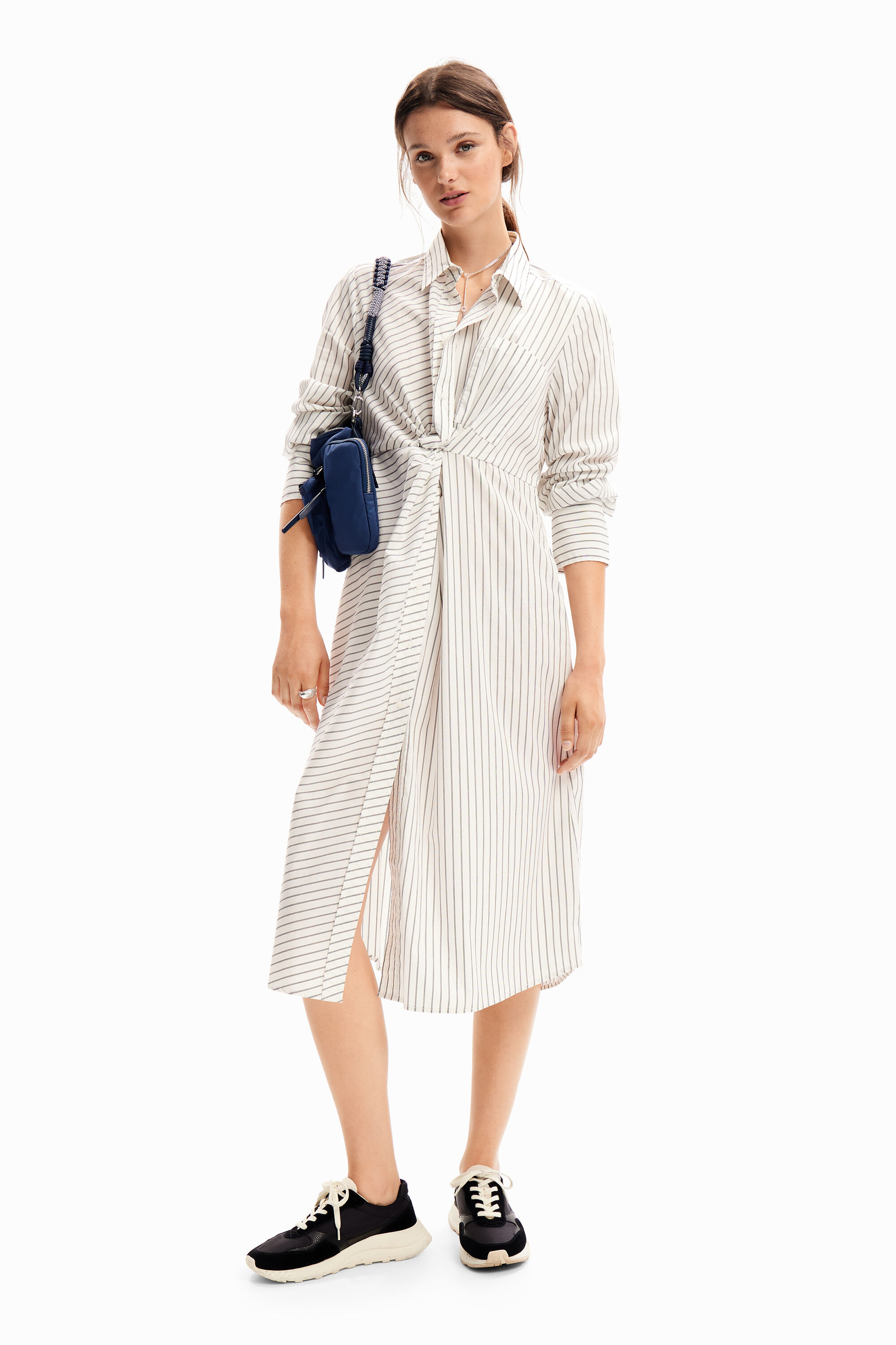 Robe chemise midi rayures