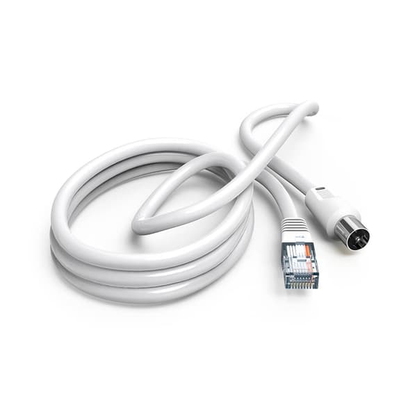 Antennekabel 75dB Koaxialkontakt til RJ45-kontakt Hvit 2,5m