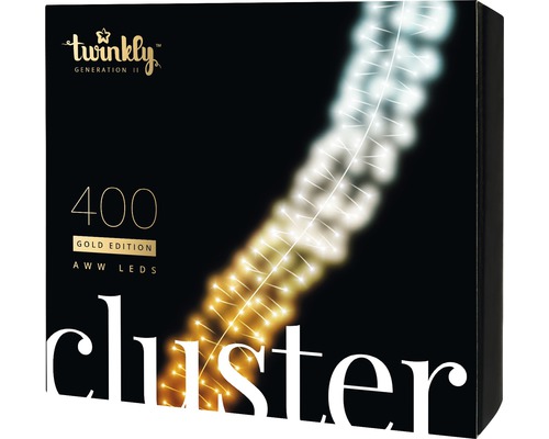 Twinkly LED Cluster Lichtsnoer Generatie II 400 LED's Lichtkleuren: Koel Wit, Warm Wit en Geel, incl. App Bediening