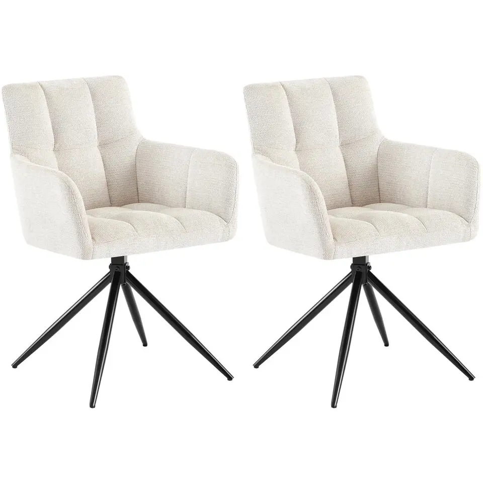 CLP Set van 2 Eetkamerstoel Jonah zwart Frame - Stof - creme