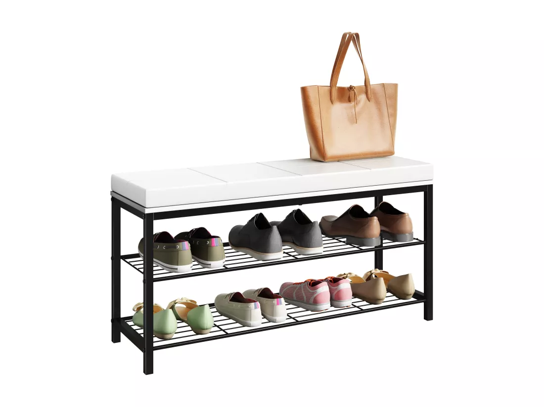 Métal Banc en bois Étagère à chaussures Taliro
